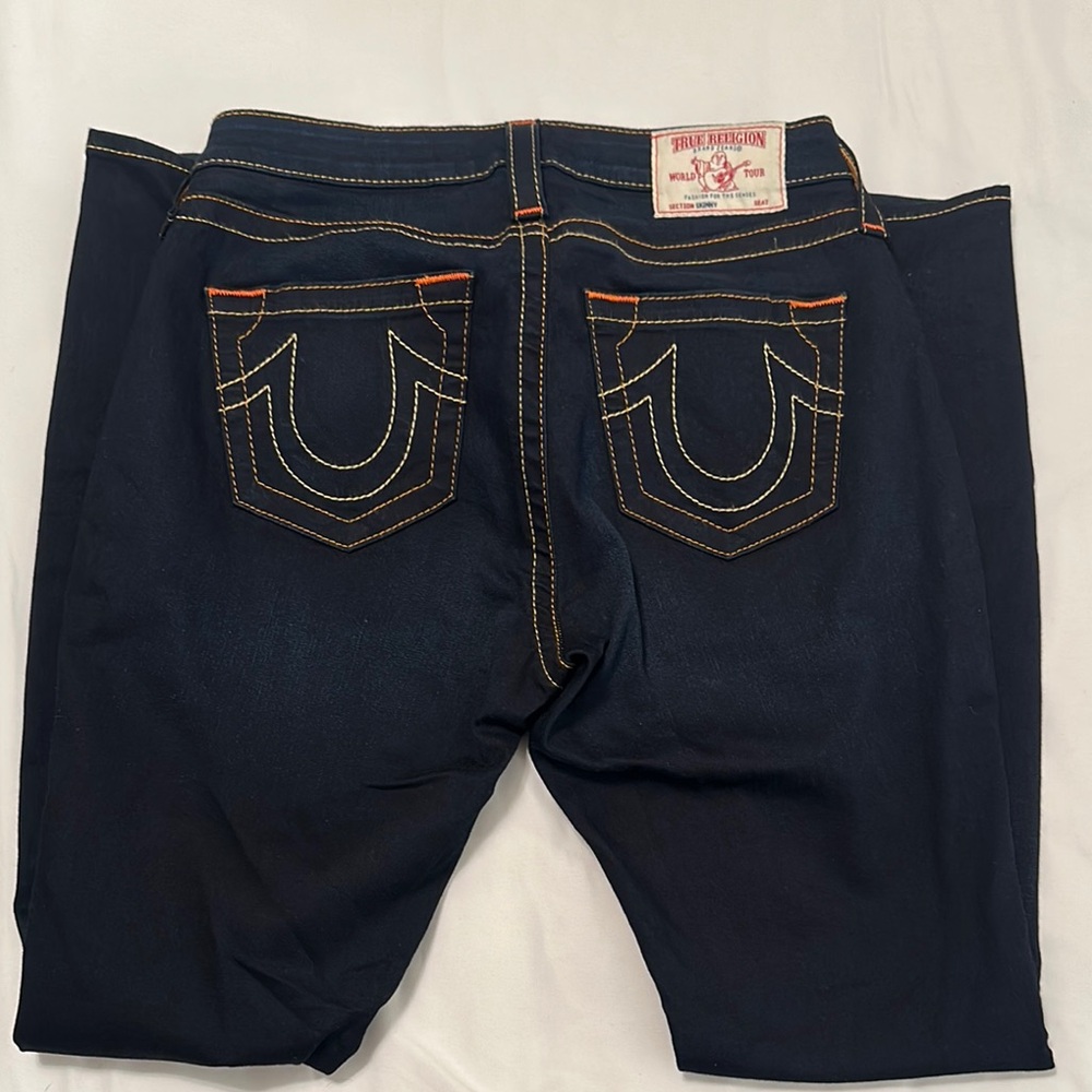 True Religion Black Relaxed Jeans with Signature Stitching